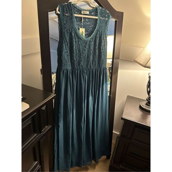 NEW Teal V Neck Sleeveless Vintage Bridesmaid Formal Maxi Dress 18 - Picture 1 of 4